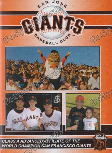 2013 San Jose Giants Pocket Schedule (Joe Panik, Andrew Susac)