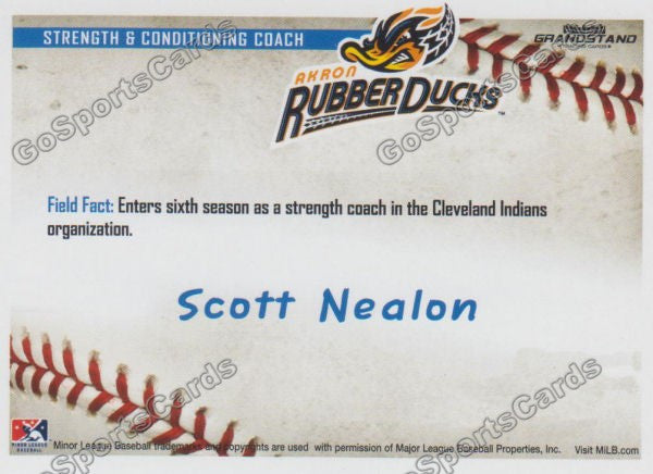 2016 Akron Aeros Scott Nealon Back of Card