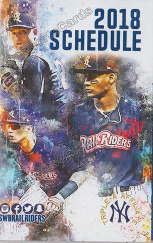 2018 Scanton Wilkes Barre RailRiders Pocket Schedule (Gleyber Torres Chance Adams Miguel Andujar)
