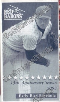 2003 Scranton Red Barons Pocket Schedule