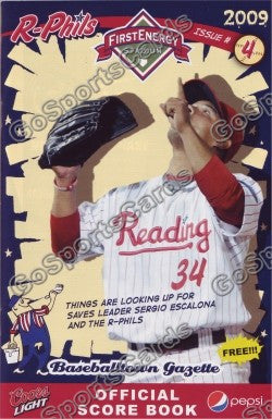 Sergio Escalona 2009 Reading Phillies Gazette Program (SGA)