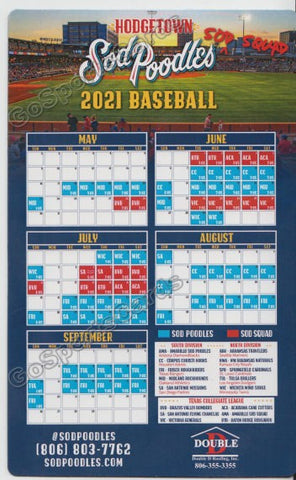 2021 Amarillo Sod Poodles Magnet Pocket Schedule (FLAT)