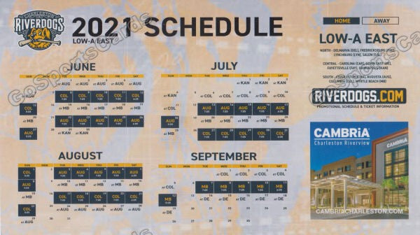 2021 Charleston RiverDogs Pocket Schedule (FLAT)