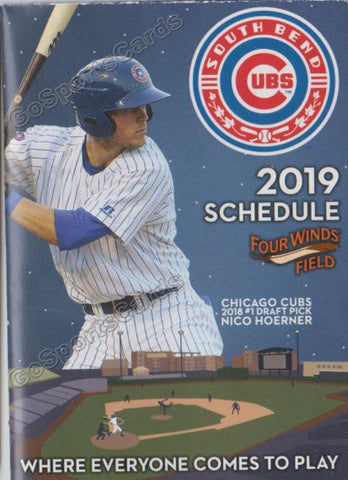 2019 South Bend Cubs Pocket Schedule (Nico Hoerner)