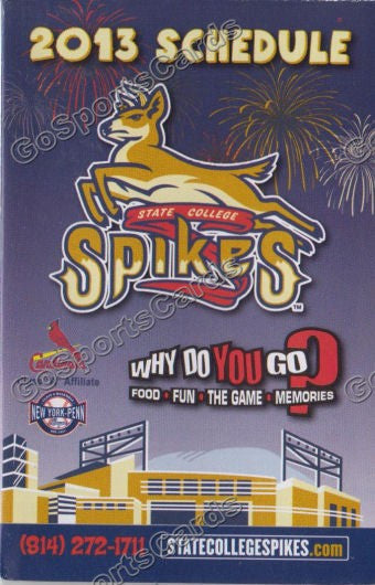 2013 State College Spikes Pocket Schedule