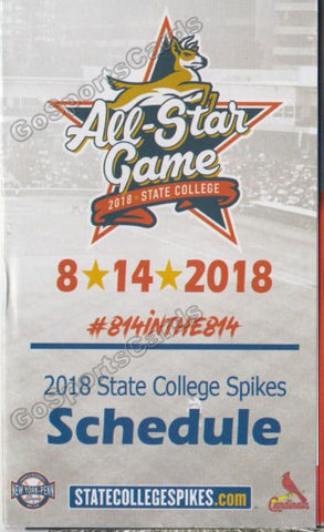 2018 State College Spikes Pocket Schedule (2018 NYPL All Star Game)