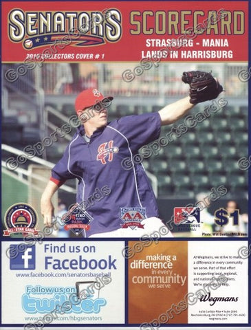 Stephen Strasburg 2010 Harrisburg Senators Scorecard (SGA)