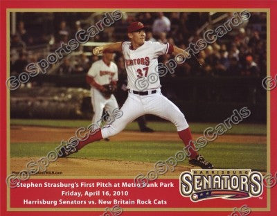 Stephen Strasburg 2010 Harrisburg Senators 1st Pitch 8x10 Photo (SGA)