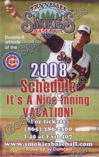 2008 Tennessee Smokies Samardzija Pocket Schedule