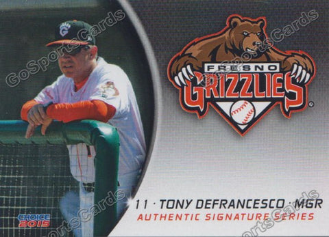 2015 Fresno Grizzlies Tony Defrancesco