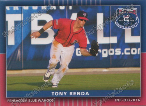 2016 Pensacola Blue Wahoos Tony Renda