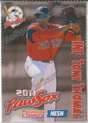 2011 Pawtucket Red Sox Dunkin Donuts Tony Thomas