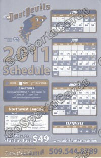 2011 Tri City Dust Devils Pocket Schedule Flyer