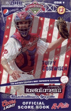 Tuffy Gosewisch 2010 Reading Phillies Gazette Program (SGA)