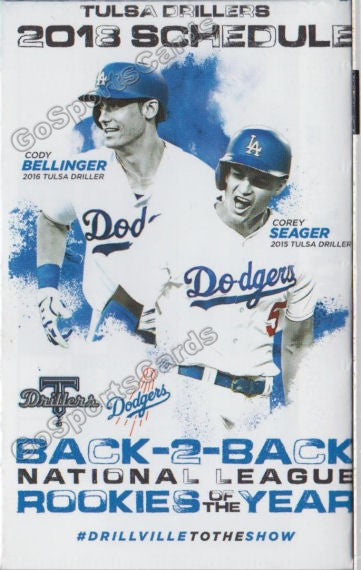 2018 Tulsa Drillers Pocket Schedule (Cody Bellinger, Corey Seager)
