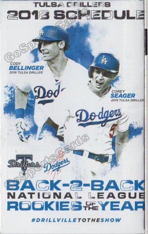 2018 Tulsa Drillers Pocket Schedule (Cody Bellinger, Corey Seager)