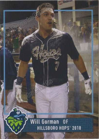 2018 Hillsboro Hops Will Gorman – Go Sports Cards