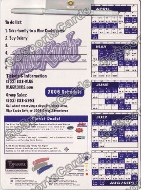 2006 Wilmington Blue Rocks Magnet Schedule