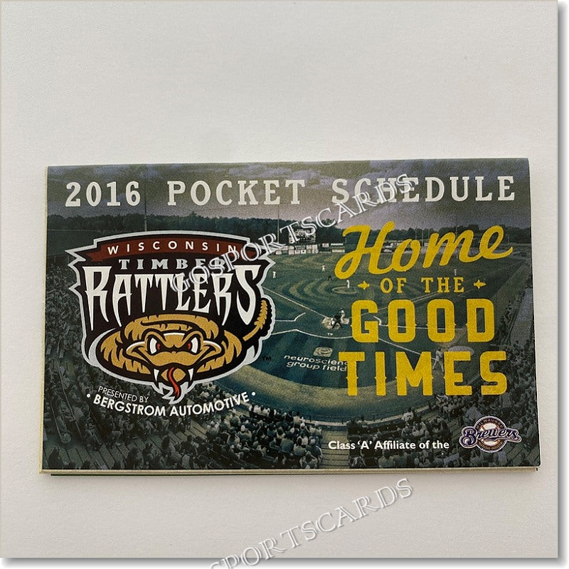 2016 Wisconsin Timber Rattlers Pocket Schedule Go Sports Cards 2016-wisconsin-timber-rattlers-pocket-schedule-go-sports-cards