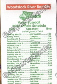 2008 Woodstock Riverbandits Pocket Schedule