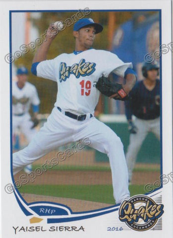 2016 Rancho Cucamonga Quakes Yaisel Sierra
