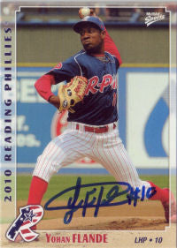 Yohan Flande 2010 Reading Phillies Pocket Schedule (Autograph)