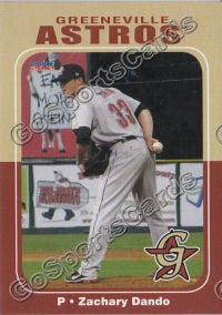 2012 Greeneville Astros Zach Zachary Dando