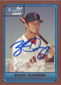 Zach Daeges 2006 Bowman Prospects Gold (Autograph)