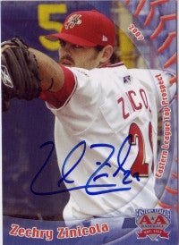Zech Zinicola 2007 Eastern League Top Prospect (Autograph)
